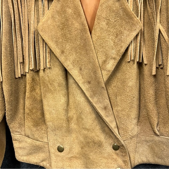 Vintage Real Life Suede Leather Fringe Jacket Women’s Size Small - Picture 9 of 16